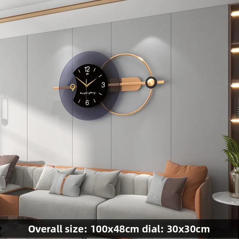 Modern Metal Acrylic Wall Clock Large Silent Wall Clock for Living Room Bedroom Office Decorative Geometric Wall Art Home Decor