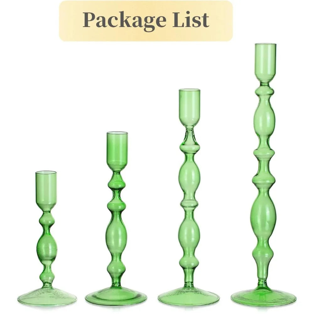 3Pcs Glass Candlestick Holders Glass Taper Candle Holders Groovy Wavy Elegant Candle Stick for Home Party Decoration