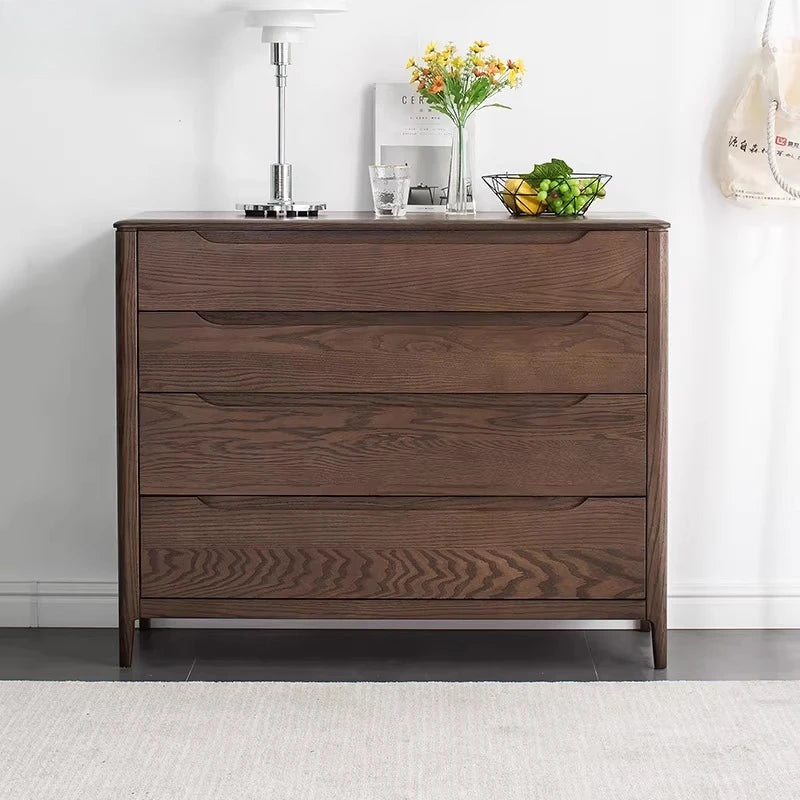 Nordic pure solid wood four-bucket red oak chest storage cabinet