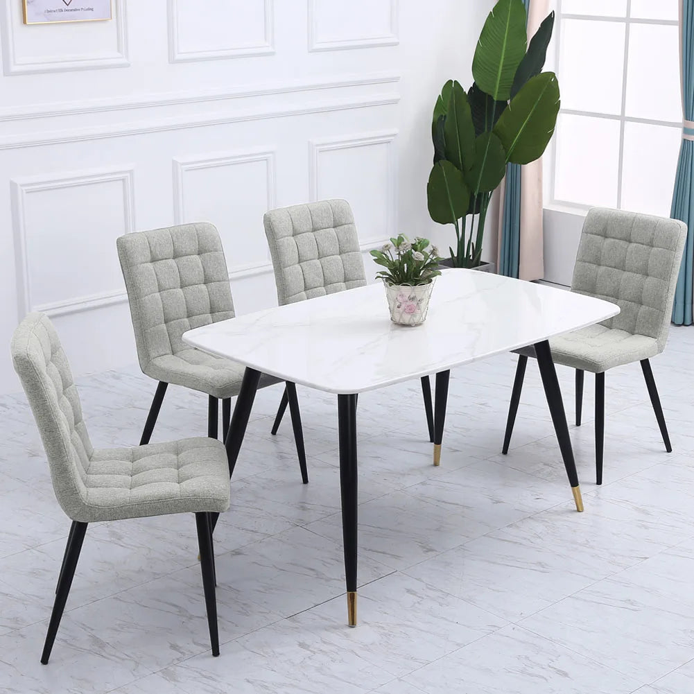 Voltsify 4Pcs Tufted Modern Armless Dining Chairs with Metal Legs