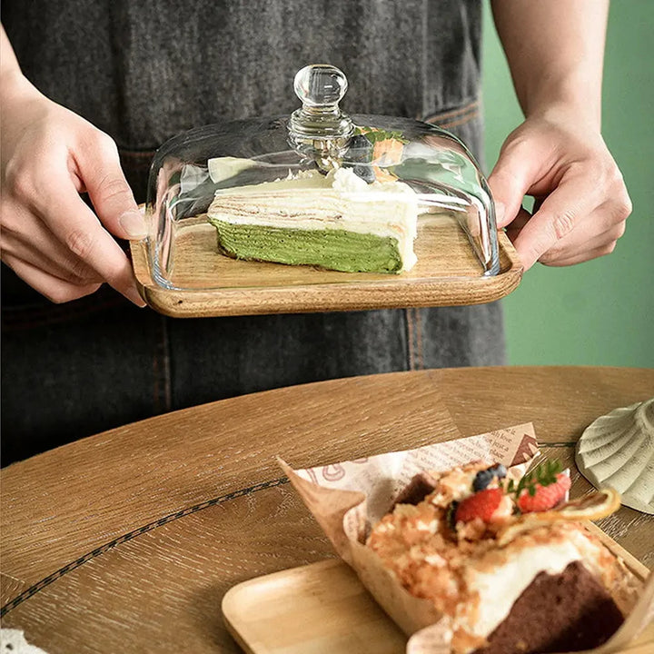 Glass Butter Dish with Lid  Crystal Glass Holds Cream Cheese Cubes and Plates of Dishes and Small Fruits