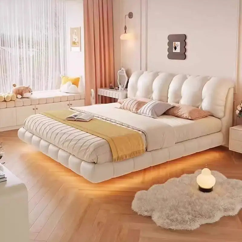 Nordic Waterproof Decoration Bed Girls Support Cute Floating Adults Queen Bed Modern Luxury Couples Camas Bedroom Furniture