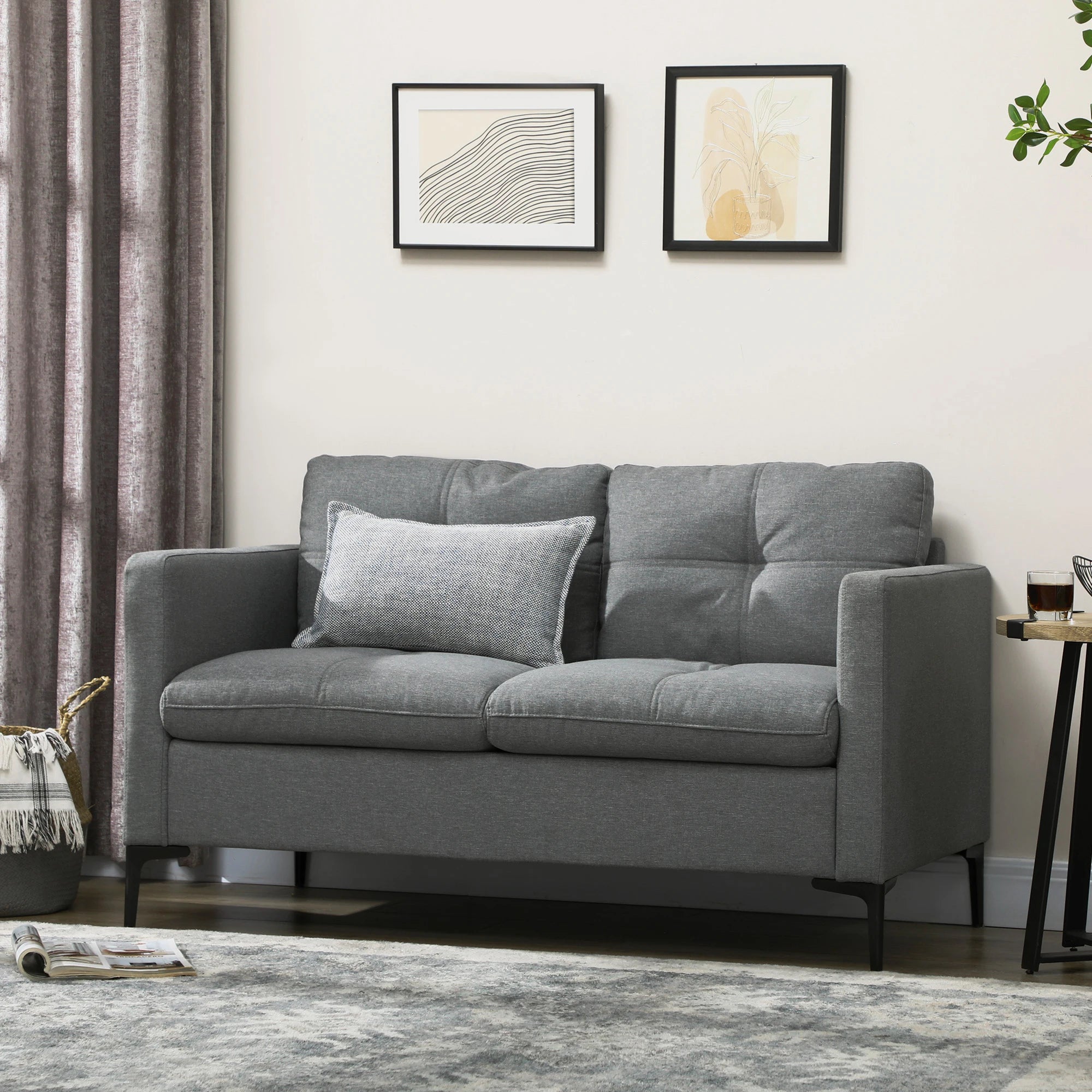 Modern Loveseat Sofa Upholstered 2 Seater Settee for Living Room Bedroom