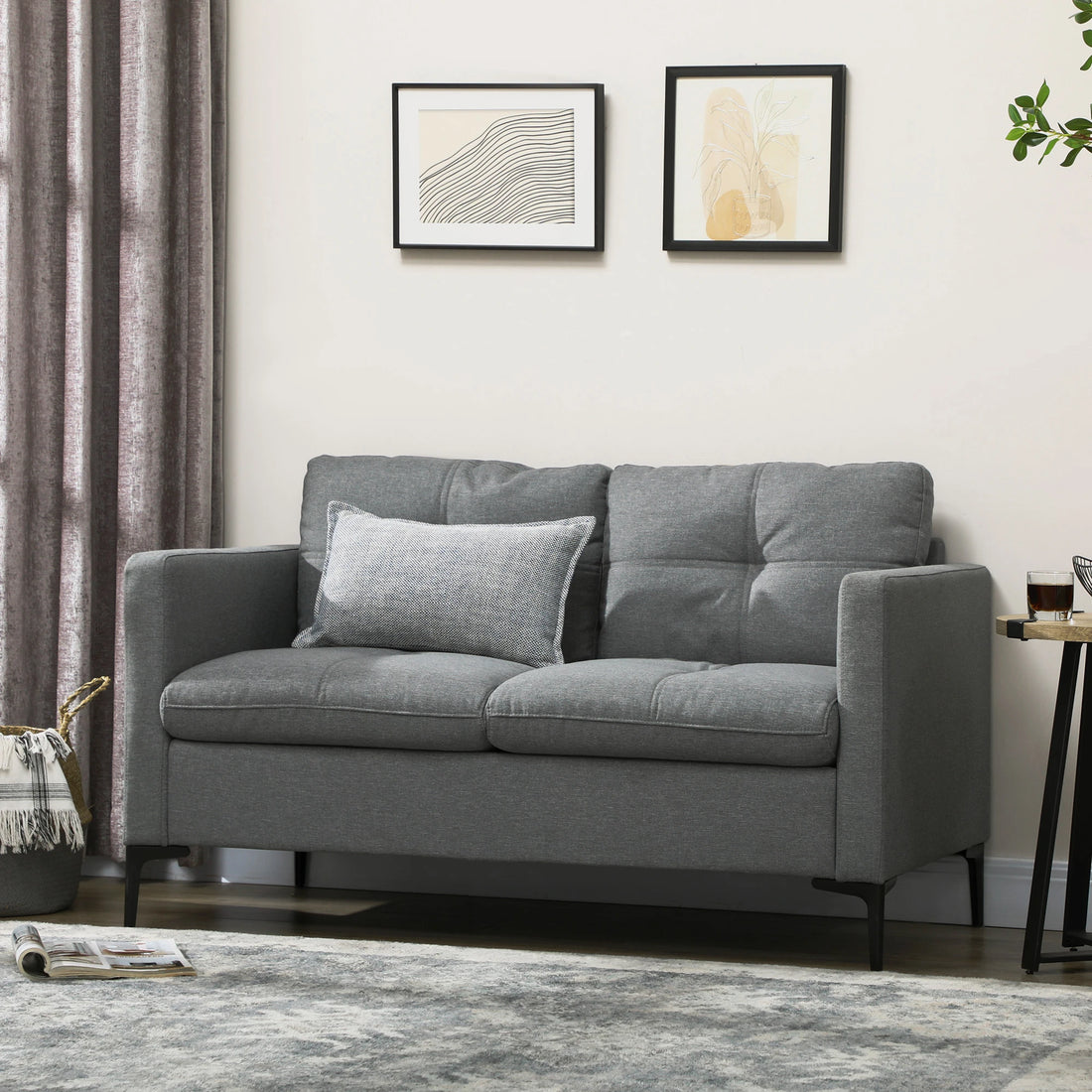 Modern Loveseat Sofa Upholstered 2 Seater Settee for Living Room Bedroom