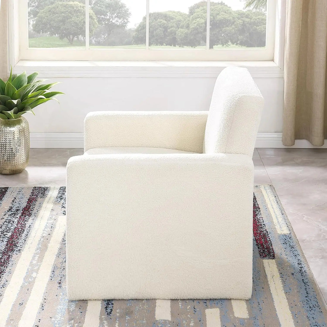 Living Room, Teddy Sofa Small Armchair for Small Space, Single Comfy Bucket Chair with Fluffy