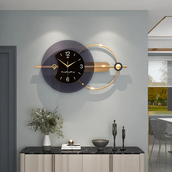 Modern Metal Acrylic Wall Clock Large Silent Wall Clock for Living Room Bedroom Office Decorative Geometric Wall Art Home Decor