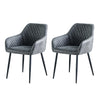 Set of 2 Dining Chairs Velvet/Faux Suede/Faux Leather Armchairs with Armrest Backrest Upholstered Seat Black Metal Legs