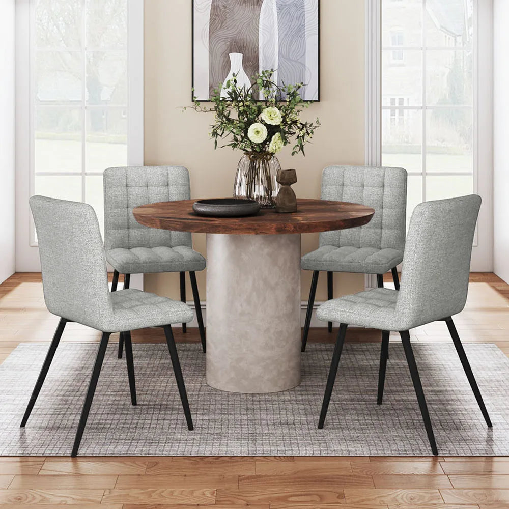 Voltsify 4Pcs Tufted Modern Armless Dining Chairs with Metal Legs