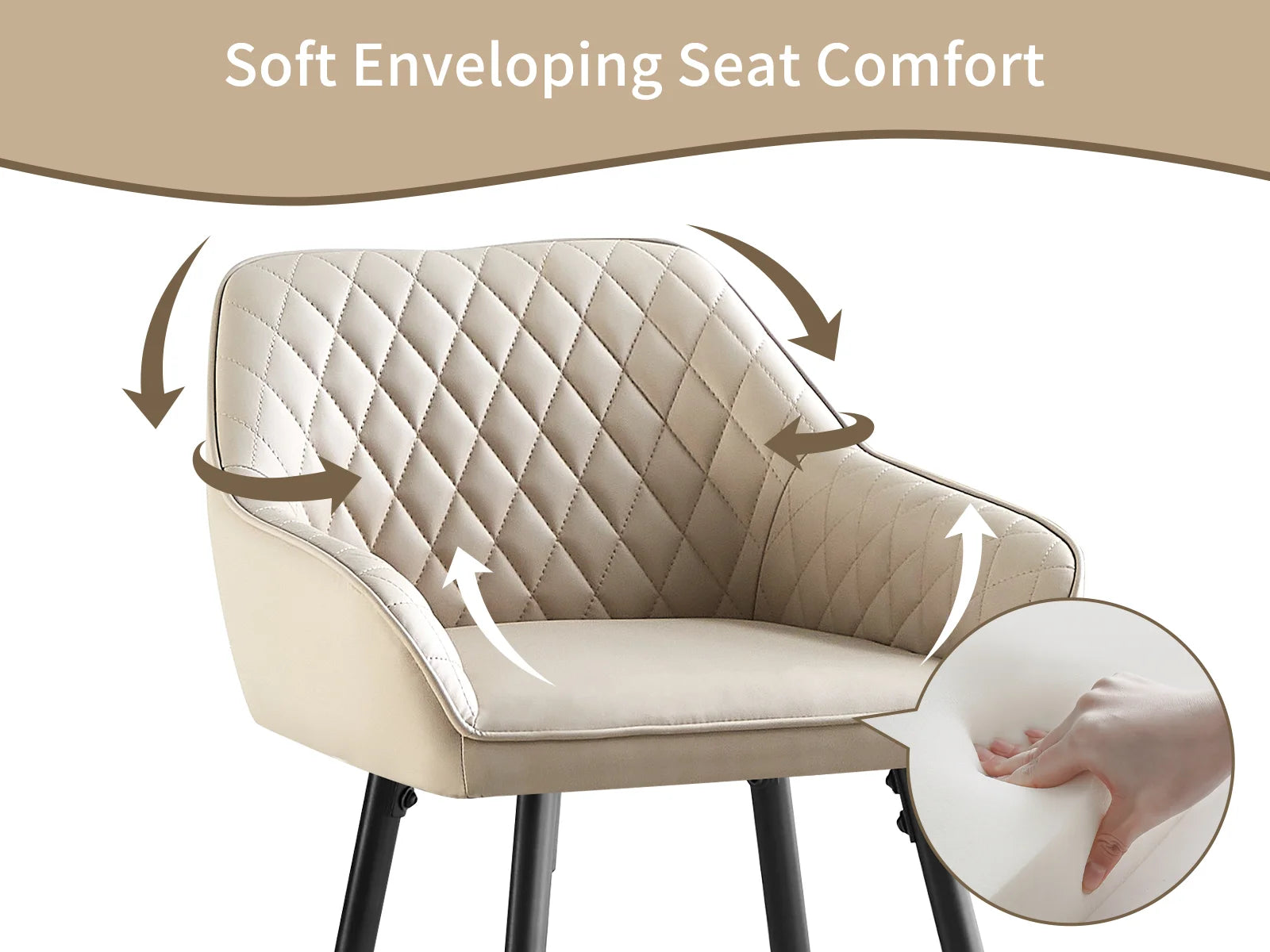 AINPECCA Bar stools Set of 2 Velvet/FauxSuede/Faux Leather Upholstered Seat with Backrest & Armrest Metal Legs Counter Breakfast