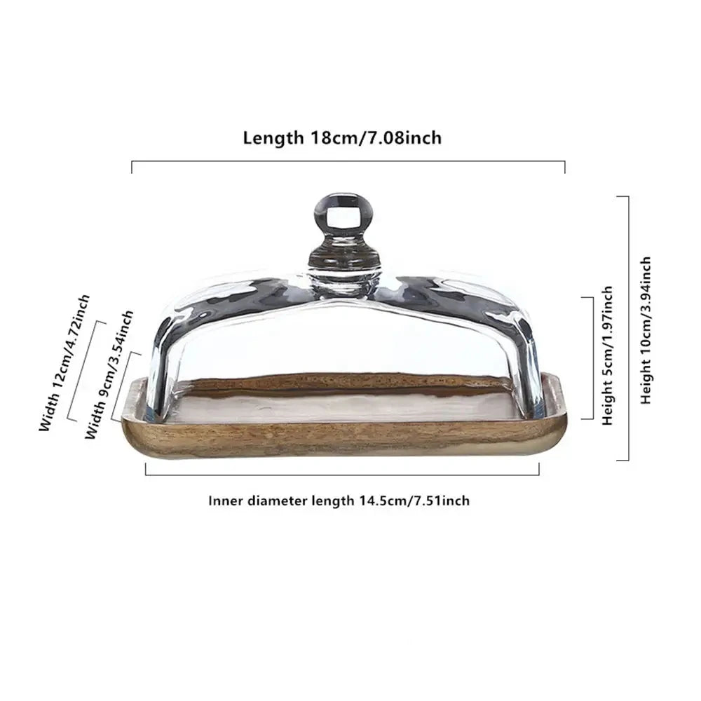 Glass Butter Dish with Lid  Crystal Glass Holds Cream Cheese Cubes and Plates of Dishes and Small Fruits