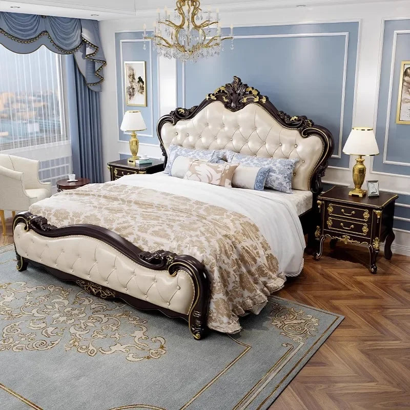 Castle Luxury Bed Modern Sofa Bedroom Frame Massage Bed Double Princess Sleeping Design Wooden Full Muebles Hotel Furniture