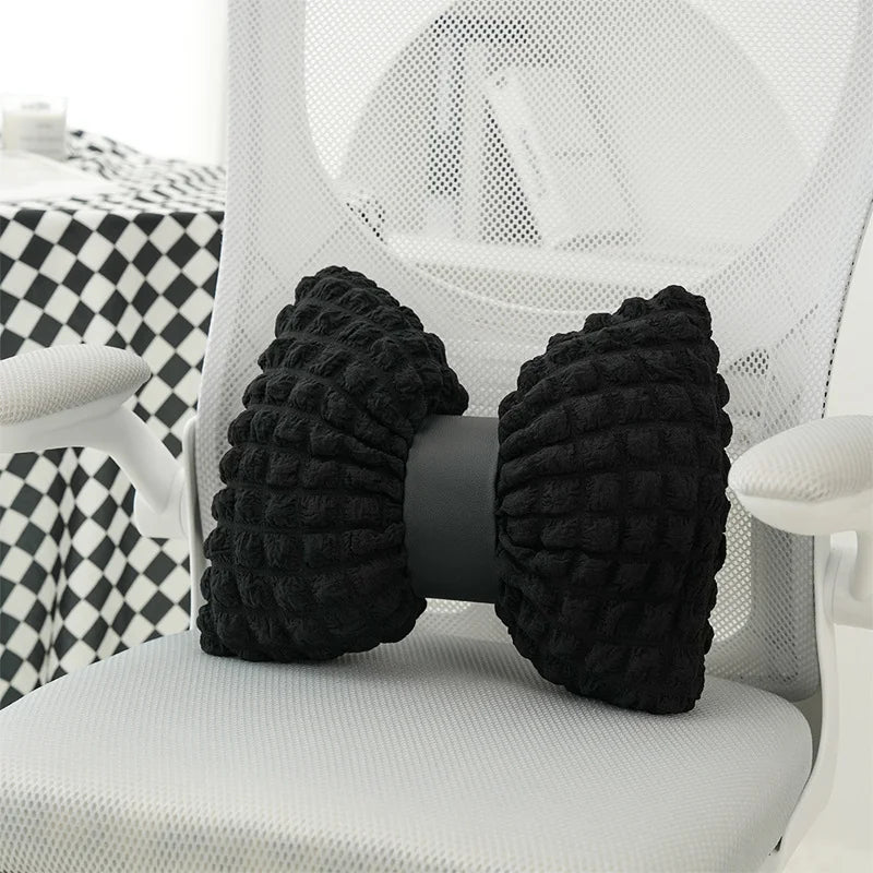 Pink bow ribbon couch pillow imitation rabbit fur comfortable car seat cushion ins style simple all-match back cushion