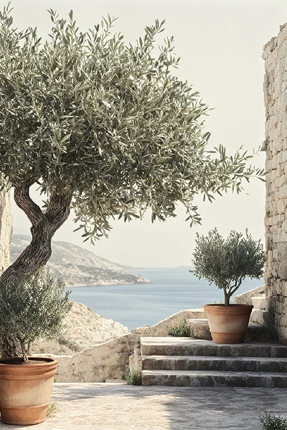 Retro Elegant Olive Tree and Lemon Canvas Poster Vase Wall Art Poster Perfect Gift for Living Room Bedroom Dormitory Home Decor