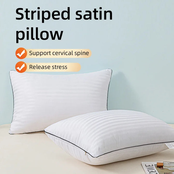 Hotel Sleeping Pillows for Bed Anti Wrinkle White Satin Stripe Comfortable Core Washable Skin-friendly Adult Cute Neck Pillow