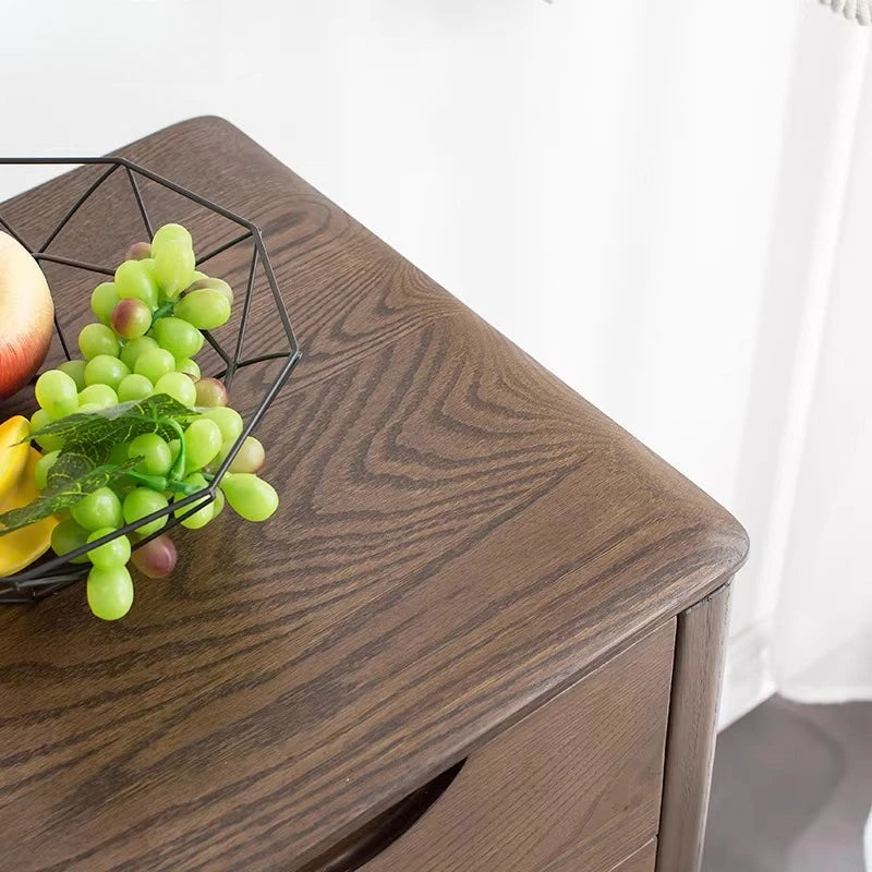 Nordic pure solid wood four-bucket red oak chest storage cabinet