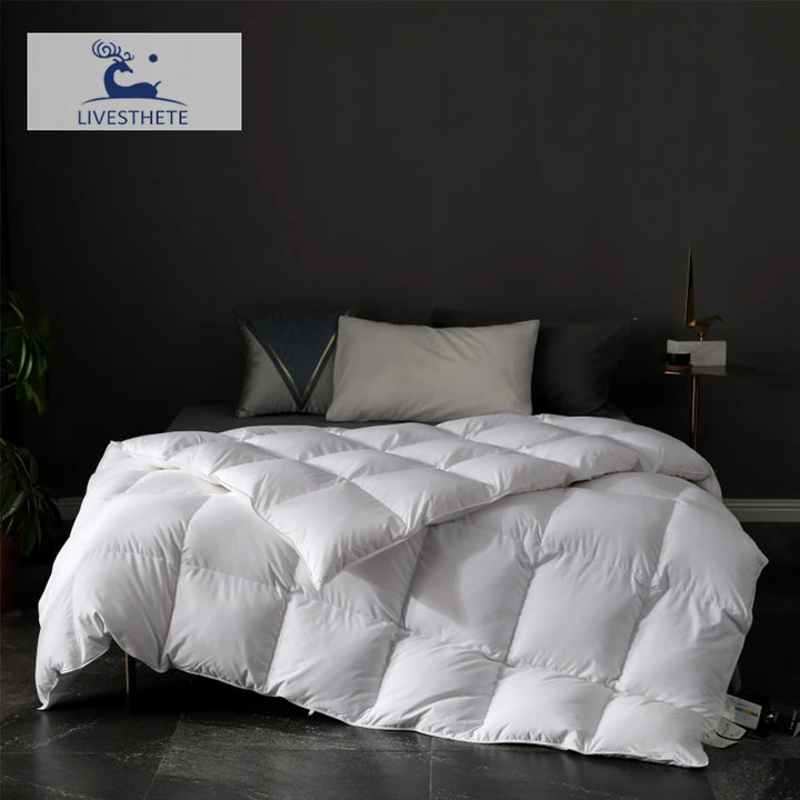Liv-Esthete Luxury 100% White Goose Down Comforter 3D Bread Duvet Quilt Winter All Season Soft Blanket 100% Cotton Shell For You