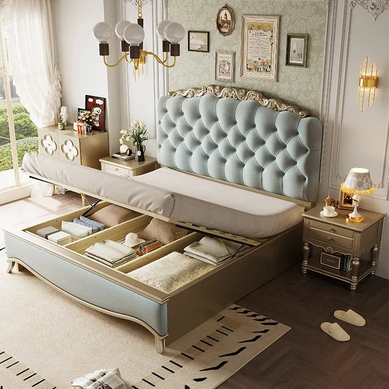 Luxury Bedroom Massage Bed European Leather Princess Sleeping Wooden Girls Bed Loft Modern Letto Matrimoniale Unique Furniture