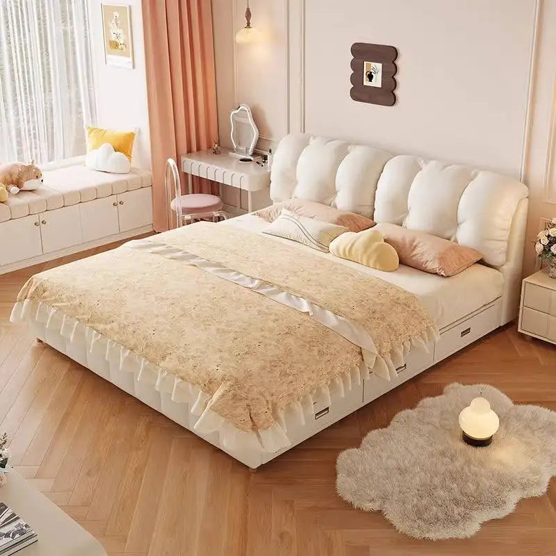 Nordic Waterproof Decoration Bed Girls Support Cute Floating Adults Queen Bed Modern Luxury Couples Camas Bedroom Furniture