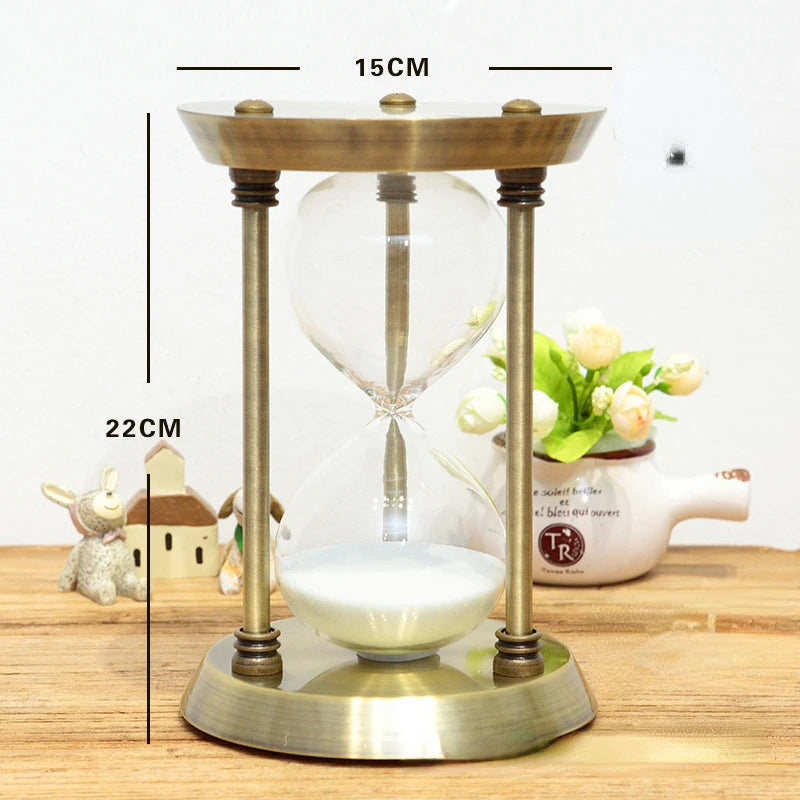 Elegant 15/30min Rotating Hourglass Timer with Metal Body Home Table Crafts for Club and Hotel Decoration