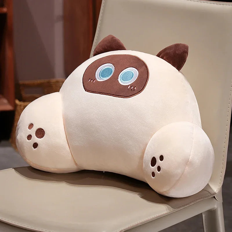 Thickened Cat Back Cushion Siamese Calico Cat Sofa Bed Chair Lumbar Support Cushion Comfortable Throw Pillow Home Decor Girl
