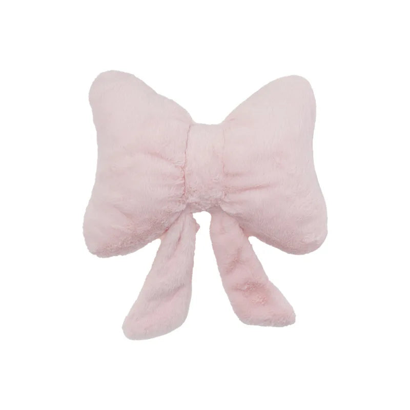 Pink bow ribbon couch pillow imitation rabbit fur comfortable car seat cushion ins style simple all-match back cushion