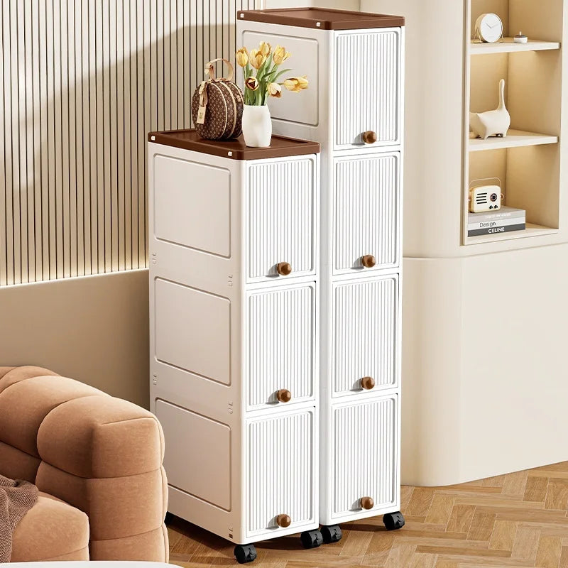 Slim Cabinet 20cm Wide Rolling Storage 2-6 Tiers Large Capacity Space-Saving Heavy-Duty for Kitchen Living Room Bedroom