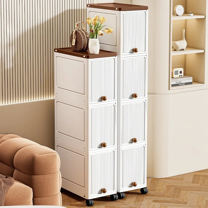 Slim Cabinet 20cm Wide Rolling Storage 2-6 Tiers Large Capacity Space-Saving Heavy-Duty for Kitchen Living Room Bedroom