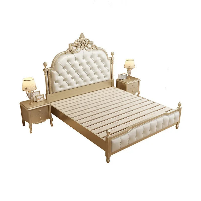 Apartment Solid Wood Bed Light Luxury High End American Style Twin Confortable Bed Design Wedding Master Bedroom Lit Furniture