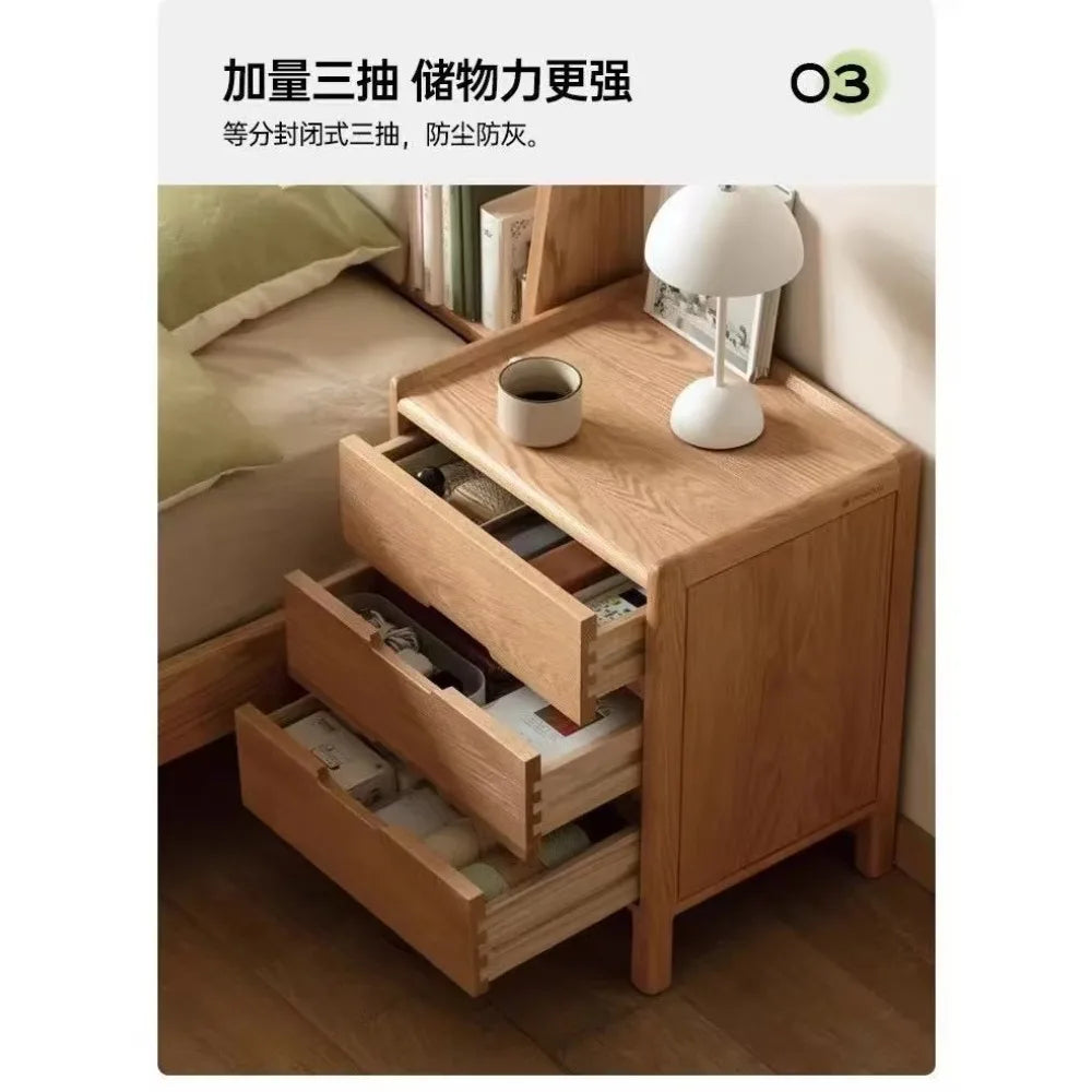 China Factory Sale Various Little Cupboard Log Color Oak Compact Small Hotel - Style Stable 3 - Drawer Bedside Table