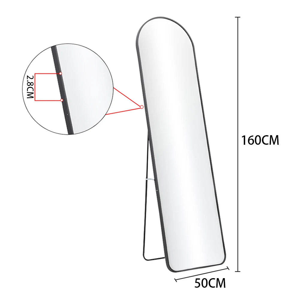 【Lifeideas】Black 150/160cm Modern Arched Wall Freestanding Floor Mirror