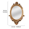 1PC, 14.4* 9.09-inch golden classical pattern decorated oval decorative mirror