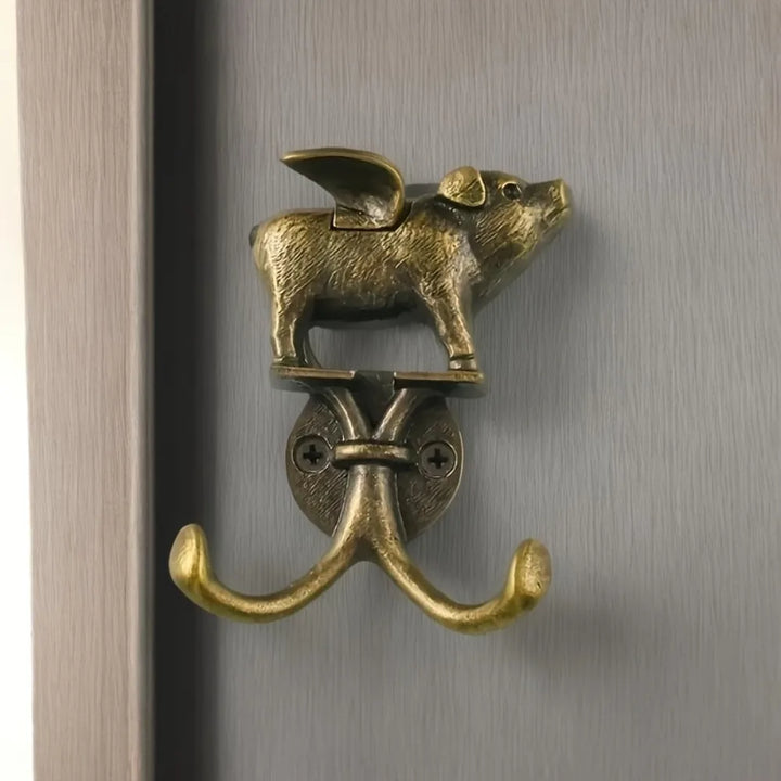 Vintage Flying Pig Hook Decorative Hat Coat Wall Hooks Metal Easy Install Kitchen Hanger Bathroom Organizer Home Accessories