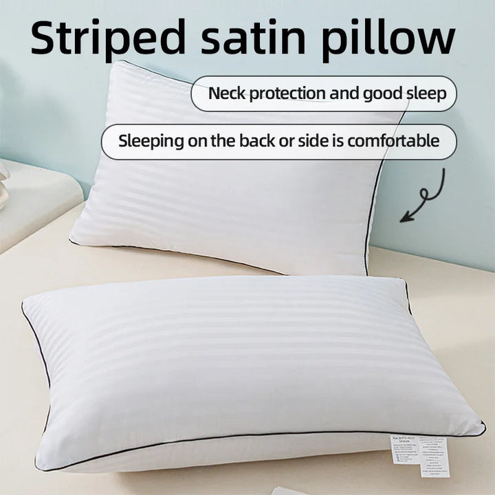 Hotel Sleeping Pillows for Bed Anti Wrinkle White Satin Stripe Comfortable Core Washable Skin-friendly Adult Cute Neck Pillow