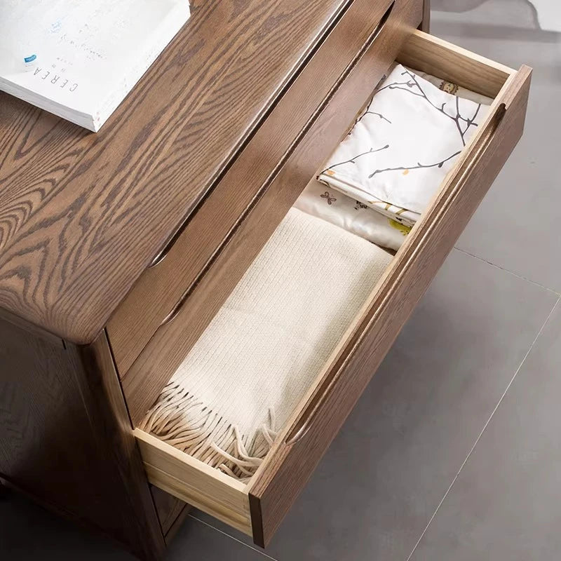 Nordic pure solid wood four-bucket red oak chest storage cabinet