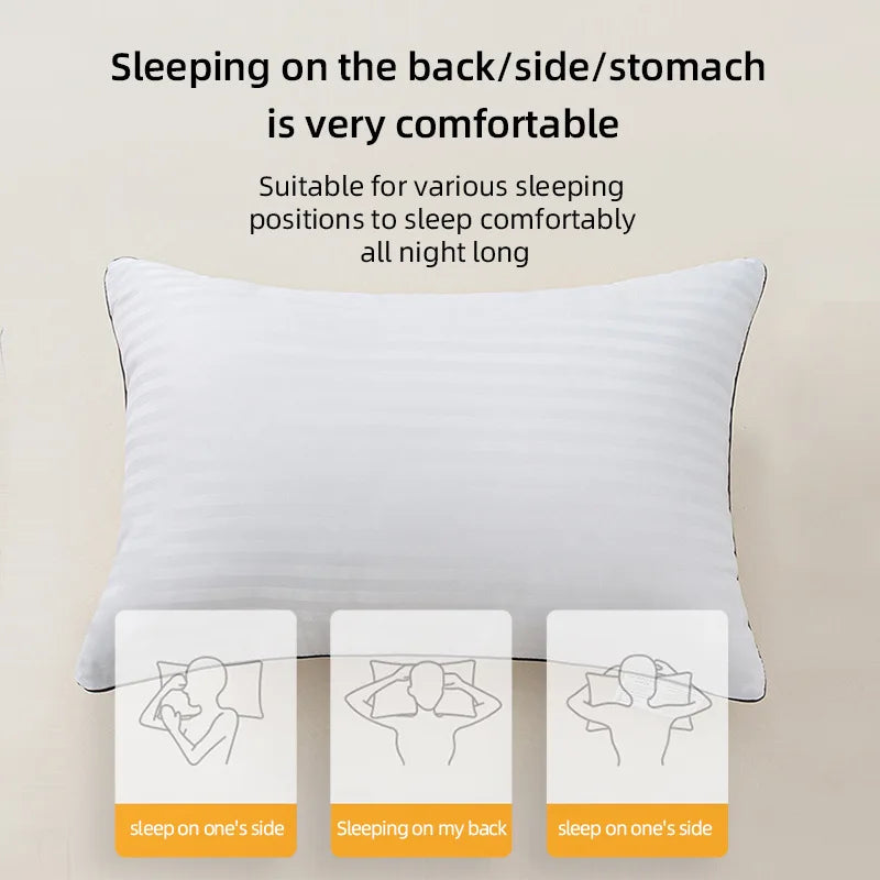 Hotel Sleeping Pillows for Bed Anti Wrinkle White Satin Stripe Comfortable Core Washable Skin-friendly Adult Cute Neck Pillow