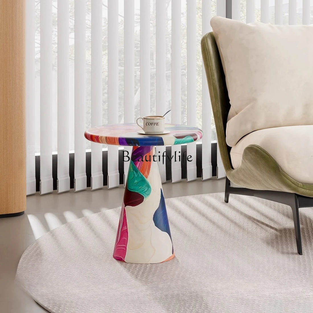 -*Dutch art hand-painted graffiti edge few designer creative hotel living room round coffee table