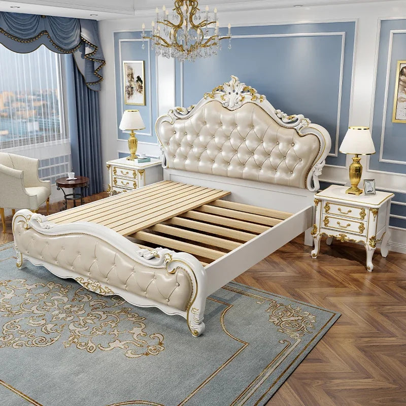 Castle Luxury Bed Modern Sofa Bedroom Frame Massage Bed Double Princess Sleeping Design Wooden Full Muebles Hotel Furniture