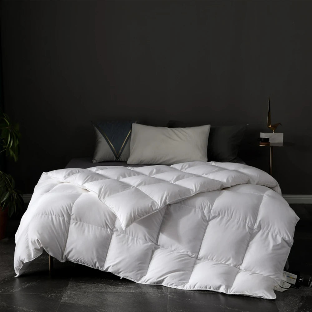 Liv-Esthete Luxury 100% White Goose Down Comforter 3D Bread Duvet Quilt Winter All Season Soft Blanket 100% Cotton Shell For You