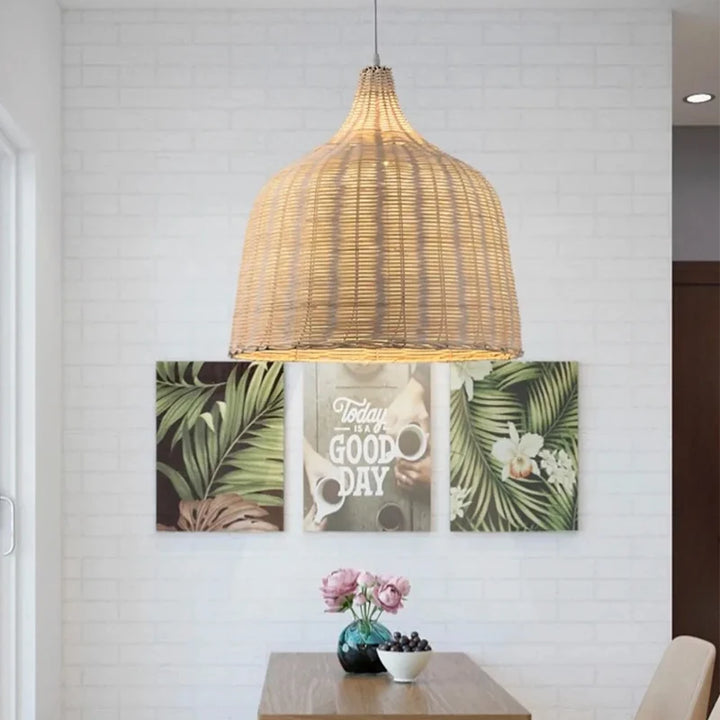 Handmade Vintage Bamboo Pendant Lamp Farmhouse Bamboo Rattan Lamp Shade Pendant Light for Restaurant Wedding Decor Chandelier