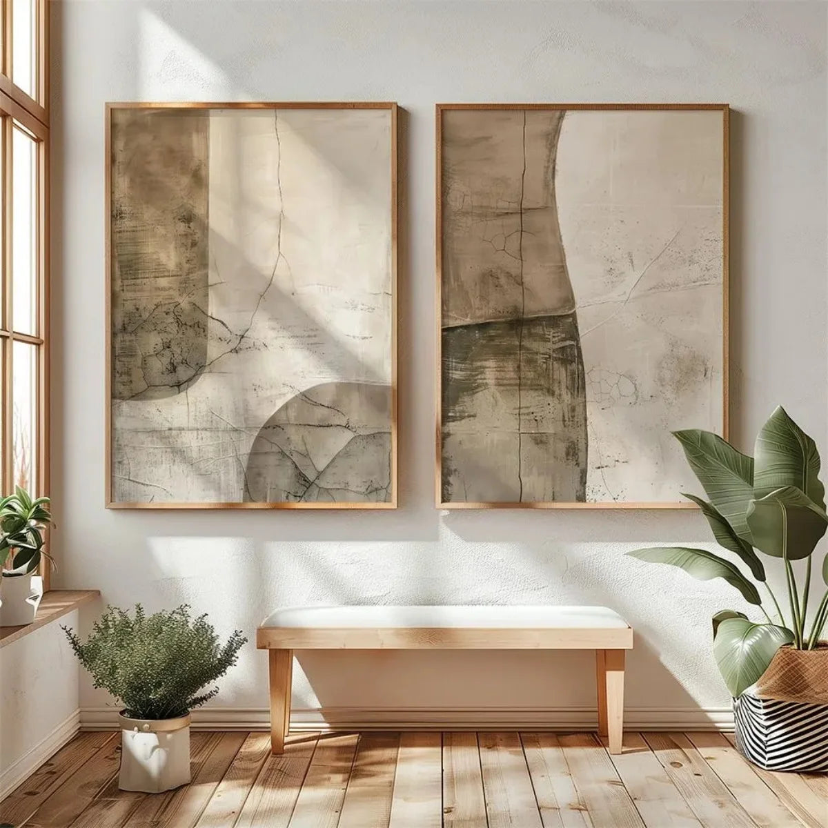 2pcs/set Japanese Retro Wabi Sabi Mountains Abstract Canvas Print Poster Modern Minimalist Art Print Home Decor Wall Art Poster