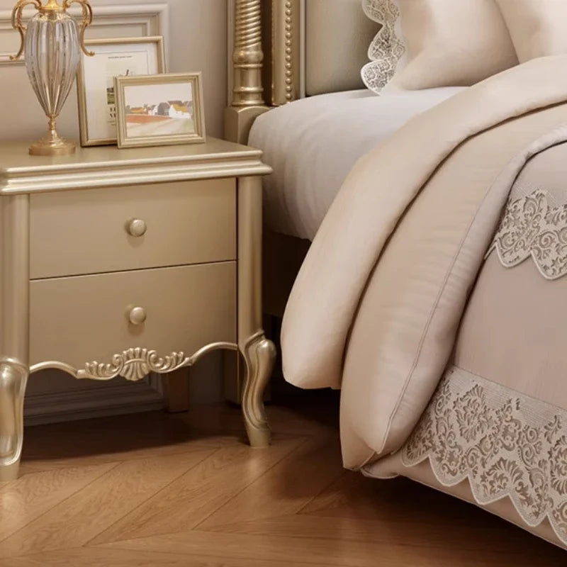 Apartment Solid Wood Bed Light Luxury High End American Style Twin Confortable Bed Design Wedding Master Bedroom Lit Furniture