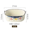Ceramic Double Ear Salad Fruit  Bowl Household Utensils Baked Rice Bowl Instant Noodle Bowl