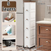 Slim Cabinet 20cm Wide Rolling Storage 2-6 Tiers Large Capacity Space-Saving Heavy-Duty for Kitchen Living Room Bedroom