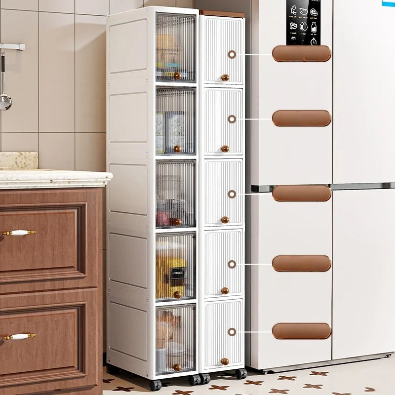 Slim Cabinet 20cm Wide Rolling Storage 2-6 Tiers Large Capacity Space-Saving Heavy-Duty for Kitchen Living Room Bedroom