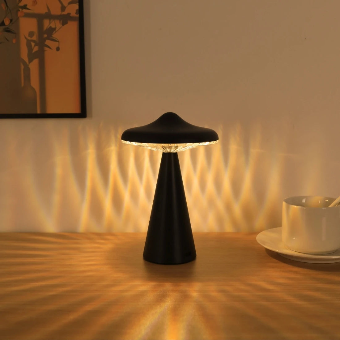 Novel UFO night light LED desk light USB charging dimmable reading light Bedside bedroom decoration touch desk light