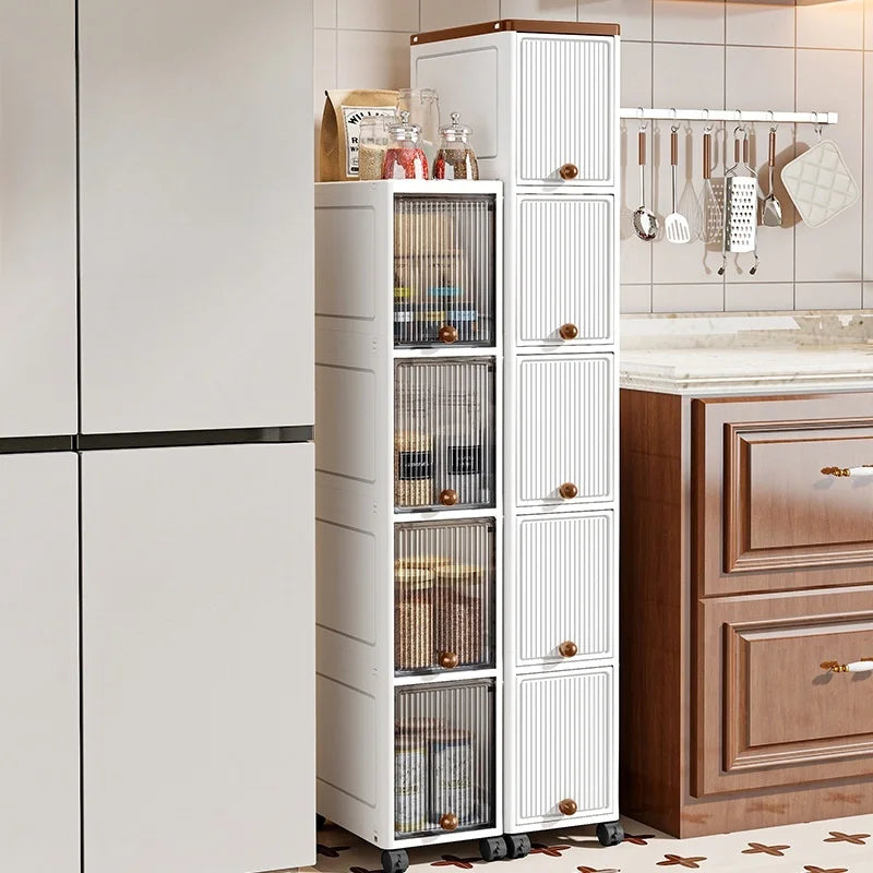Slim Cabinet 20cm Wide Rolling Storage 2-6 Tiers Large Capacity Space-Saving Heavy-Duty for Kitchen Living Room Bedroom