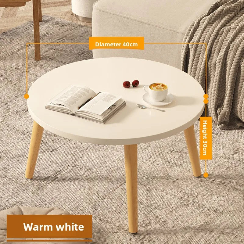 Small Table, Bedroom, Light Luxury Table, Modern Coffee Table, Living Room, Simple Small Round Table, Solid Wood