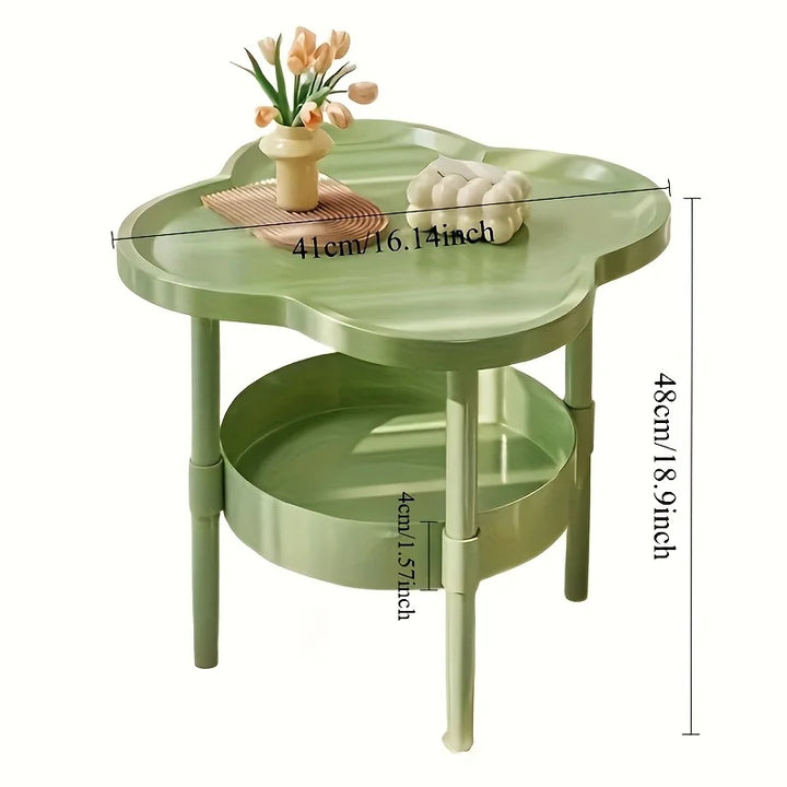 2-Layer Round Table w/ Storage Rack & Cabinet. Compact Organizer for Living Room, Bedroom, Office. Perfect for Holiday Decor!
