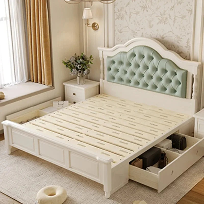 Queen Size Frame Double Bed Luxury Platform Modern King Size Bedroom Queen Bed Living Room Storage Lit 2 Personnes Furniture