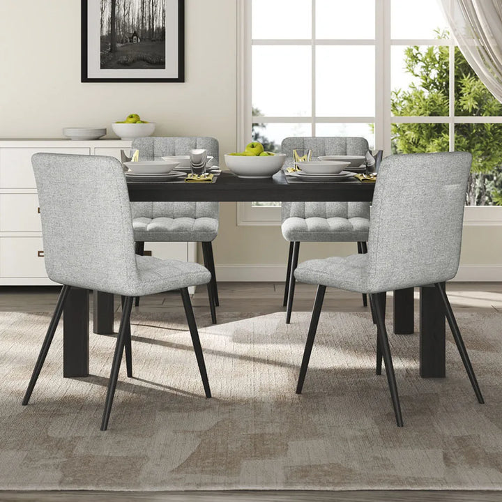 Voltsify 4Pcs Tufted Modern Armless Dining Chairs with Metal Legs